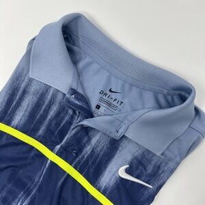 Nike DriFit Men's Golf Polo Shirt Standard Fit Large Blue/Green Short Sleeve